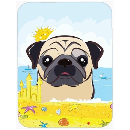 Carolines Treasures BB2130LCB Fawn Pug Summer Beach Glass Cutting Board; Large